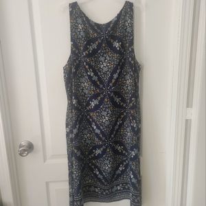 Max Studio blue floral dress. Large. Flowing  easy fit. Knee length on 5ft 5 in.